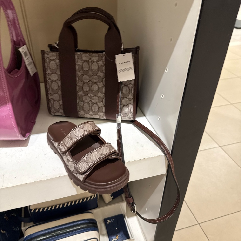 Coach Brown Monogram Slide Sandals